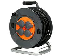 Zenitech Enrouleur de chantier IP44 4 prises 16A 3G1,5mm² 40 m avec guide-câble Orange