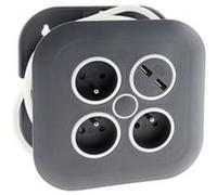 Enrouleur Domestique 3 x 2P+T + 2X USB - 7m - Noir - Zenitech