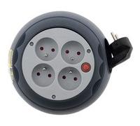 Zenitech - Enrouleur domestique 3 m - 4 prises 2P+T 16A - Gris