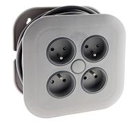 Zenitech Enrouleur domestique 4 x 2P+T 16A avec coupe-circuit 7 m Gris