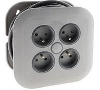 Enrouleur domestique 4 x 2P+T 16A + coupe-circuit - 7m - Gris - Zenitech