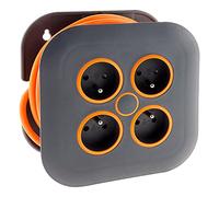 Zenitech Enrouleur domestique 4 x 2P+T 16A avec coupe-circuit 7 m Orange