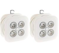 Zenitech - Enrouleur Domestique 4x 16A 2P+T - Fiche Extraplate 3G1mm² - 7 m - Blanc - Fixation Murale Intégrée - Anneau d'Extraction - Crochet de Suspension - Poignée Ergonomique - Rangement Optimisé