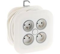 Zenitech - Enrouleur Domestique 4x16A 2P+T fiche extraplate 3G1mm² 7m - Blanc