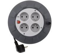 Zenitech Enrouleur H05VV-F 4 prises 3G1mm² 5 m avec coupe-circuit Gris