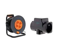 Zenitech - Enrouleur Électrique 4 Prises Déportées 2P+T 16A 25m avec Protection Thermique + Triplite Parafoudre 2x16A 2P+T et 1x6A 2P NF - pour Sécurité des Appareils Électriques