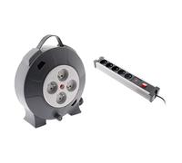 Zenitech - Enrouleur H05Vv-F 4 Prises 10M 3G1,5 mm2 avec Coupe-Circuit + Adaptateur Compact sans Câble 16A 2P+T (Femelle / CEE17 Mâle) pour Camping et Nautisme