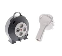 Zenitech - Enrouleur H05Vv-F 4 Prises 10M 3G1,5 mm2 avec Coupe-Circuit + Adaptateur Compact sans Câble 16A 2P+T (Femelle / CEE17 Mâle) pour Camping et Nautisme