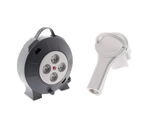 Zenitech - Enrouleur H05Vv-F 4 Prises 10M 3G1,5 mm2 avec Coupe-Circuit + Adaptateur Compact sans Câble 16A 2P+T (Femelle / CEE17 Mâle) pour Camping et Nautisme
