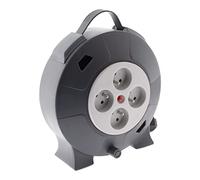Zenitech Enrouleur ménager électrique H05VV-F 3G1,5 mm² 10 m 4 prises Coupe-circuit Gris