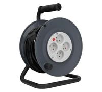 Zenitech - Enrouleur H05VV-F 4 Prises 3G1,5mm² 25m + Coupe-Circuit - Gris