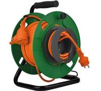 Zenitech - Enrouleur Jardin IP44 35m Prise 16A 2P+T et Coupe Circuit - Vert/Orange