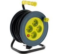 Zenitech – Enrouleur ménager – 15 m, câble 3G1 mm², 4x2P+T – Jaune