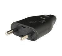 Fiche mâle 2P 6A latérale - noir - Zenitech