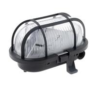 Zenitech Hublot ovale 60W IP44 E27 Classe II - noir | Grille de Protection, Classe II Double Isolation, Plastique, Usage Extérieur, Conforme CE, Installation Simple, Noir