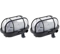 Zenitech Hublot ovale 60W IP44 E27 Classe II - noir (Lot de 2)