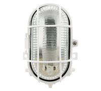 Zenitech - Hublot Ovale 60W IP44 E27 - Socle en Plastique Haute Résistance avec Grille de Protection - Éclairage Extérieur pour Jardin et Terrasse - Blanc