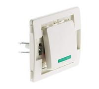 Zenitech - Interrupteur Bouton Poussoir à Voyant 10A - Bornes Automatiques - Puissance Max 2300W Sous 230V - Facile à Installer avec Vis et Griffes - Certifié NF et CE - Blanc
