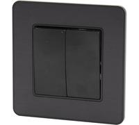 Zenitech Interrupteur complet va-et-vient double Kouro – 10 A métal noir brossé