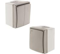 Zenitech - Interrupteur double va et vient + bouton poussoir IP55