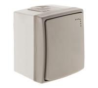 Zenitech - Interrupteur Va-et-Vient à Voyant Étanche IP55 - Orok - Bornes Automatiques pour Installation Simple et Rapide - Compatible Intérieur et Extérieur - Gris