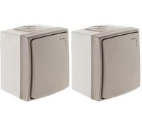 Zenitech - Interrupteur Va-et-Vient à Voyant Étanche IP55 - Orok - Bornes Automatiques pour Installation Simple et Rapide - Compatible Intérieur et Extérieur - Gris (Lot de 2)
