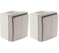 Zenitech Interrupteur va et Vient Double étanche IP55 - Gris - Orok (Lot de 2)