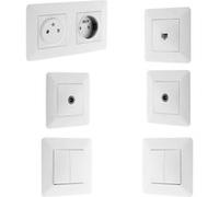 Interrupteur va et vient + prise TV + RJ45 + double prise affleurante - Artezo Zenitech