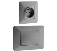 Zenitech - Interrupteur va et Vient - Simple + Prise 2P+T 16A - Titanium - Artezo