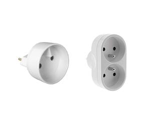 Zenitech - Kit Coffret Électrique + Terre - Adaptateur/Transformateur Électrique Prise Mâle 6A vers Femelle 16A + Multiprise Biplite pour Façade 16A - Assemblage Complet pour Sécurité et Polyvalence