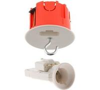 Zenitech Kit DCL Point de centre pour murs placo Ø65 mm – fiche, douille E27, crochet – Rouge