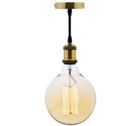 Suspension Elexity Kit suspension vintage avec câble textile et ampoule filament carbone Grand globe
