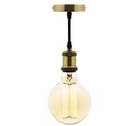 Zenitech - Kit suspension vintage avec câble textile et ampoule filament carbone Petit globe Cuivre G