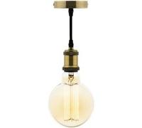 Zenitech - Kit suspension vintage avec câble textile et ampoule filament carbone Petit globe Cuivre G