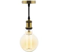 Elexity - Kit suspension vintage avec câble textile et ampoule filament carbone Petit globe