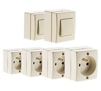 Zenitech Lot 6 appareillages 2 va et Vient + 4 Prises 2P+T 16A en saillie - Blanc - Beijing