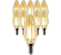 Zenitech - Lot de 10 ampoules déco filament LED ambrée Flamme 4W E14 400lm 2500K