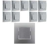 Lot de 10 boutons poussoirs 10A bornes auto - gris - Zenitech