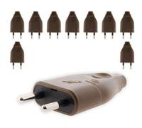 - Lot de 10 fiches mâles 2P 6A - Marron