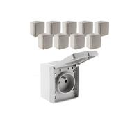Zenitech - Lot de 10 prises 16A 2P+T étanches IP55 - gris - Orok