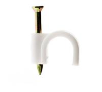 Zenitech - Lot de 100 Crochets de Fixation Ø10mm - pour Câbles, Gaines et Fils Méplats - Plastique Haute Qualité - Fixation Rapide avec Clou Béton - Certifié CE - Blanc