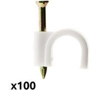Zenitech - Lot de 100 Crochets de Fixation Ø7mm - pour Câbles, Gaines et Fils Méplats - Clou Spécial Béton pour Fixation Rapide - Plastique Haute Qualité - Blanc