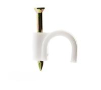 Zenitech - Lot de 100 Crochets de Fixation Ø7mm - pour Câbles, Gaines et Fils Méplats - Clou Spécial Béton pour Fixation Rapide - Plastique Haute Qualité - Blanc