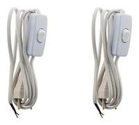 Zenitech - Lot de 2 cordons + interrupteur luminaire 1,5m - Blanc Blanc