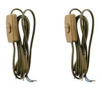 Zenitech - Lot de 2 cordons + interrupteur luminaire 1,5m - Doré