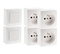 Zenitech Lot de 2 interrupteurs va et Vient + 4 Prises 16A en saillie - Blanc - Presto