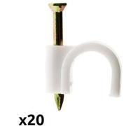 Zenitech - Lot de 20 crochets fixation Ø9mm - Blanc Blanc G