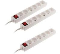 Lot de 3 Blocs 6 Prises 16A 2P+T + Interrupteur - Blanc - Zenitech
