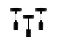 Zenitech - Lot de 3 kits de suspension luminaire métal avec cordons textiles - Noir