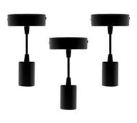 Zenitech - Lot de 3 kits de suspension luminaire métal avec cordons textiles - Noir NOIR G